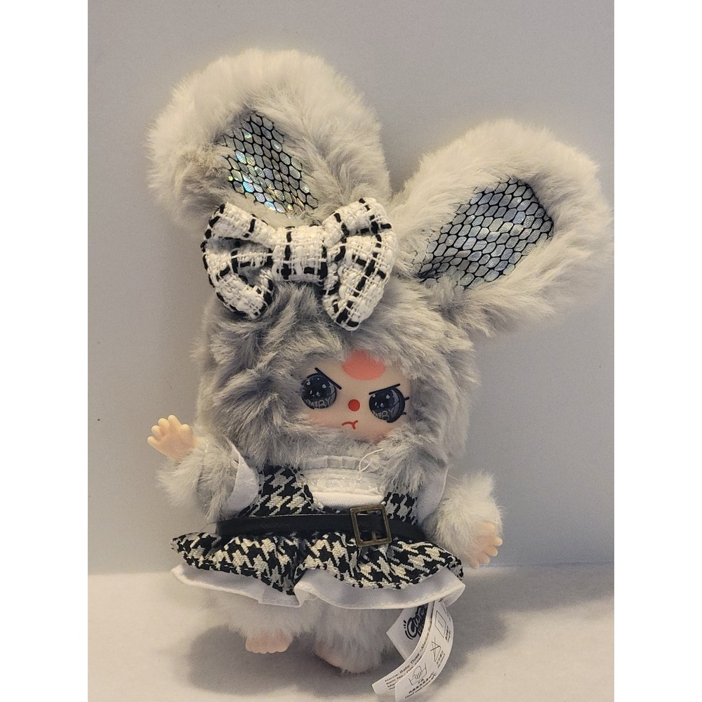 New BB3 Goth Absolute Black & White Iridescent Plush Blind Box Toy Figure Grey